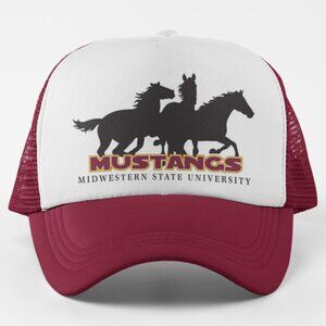NEW Midwestern State Mustangs Foam Trucker Snapback Hat 2TONE MAROON WHITE